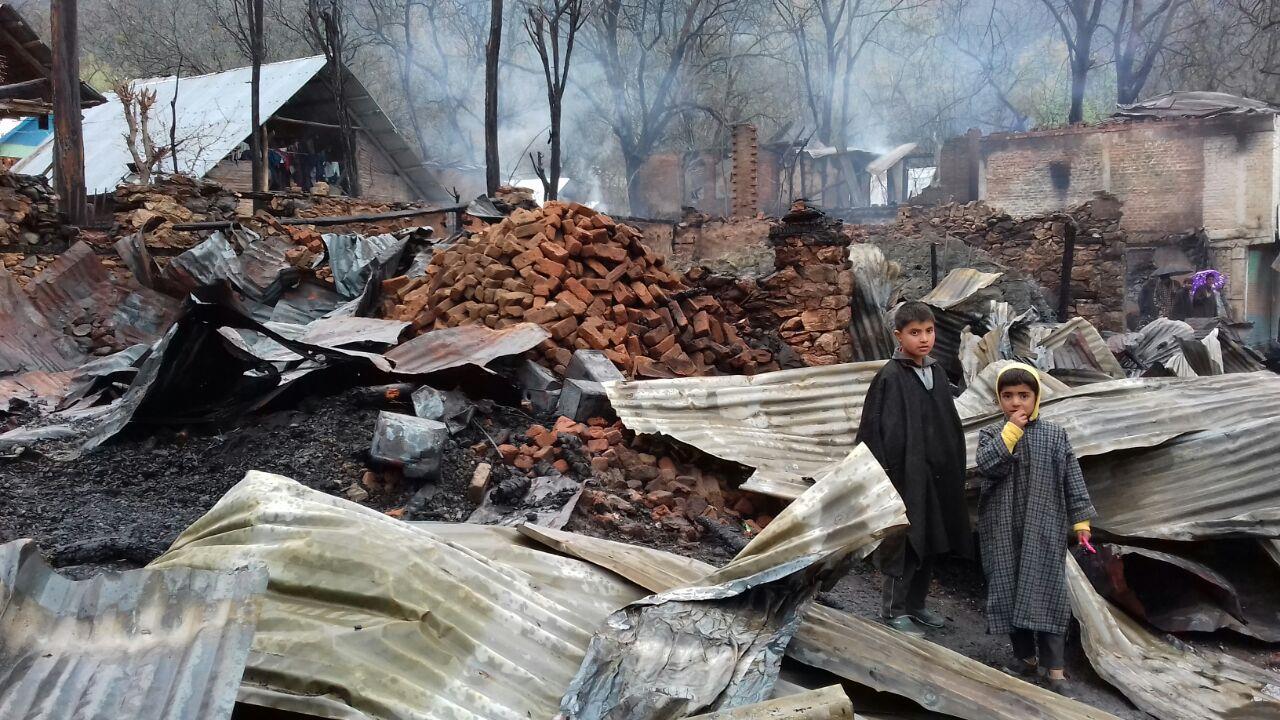30 shops, 4 houses, JK Bank gutted in mysterious blaze in Kupwara