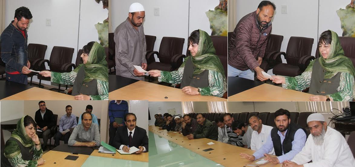 Mehbooba distributes relief cheques among fire sufferers of Shalimar, Reshi Bazaar