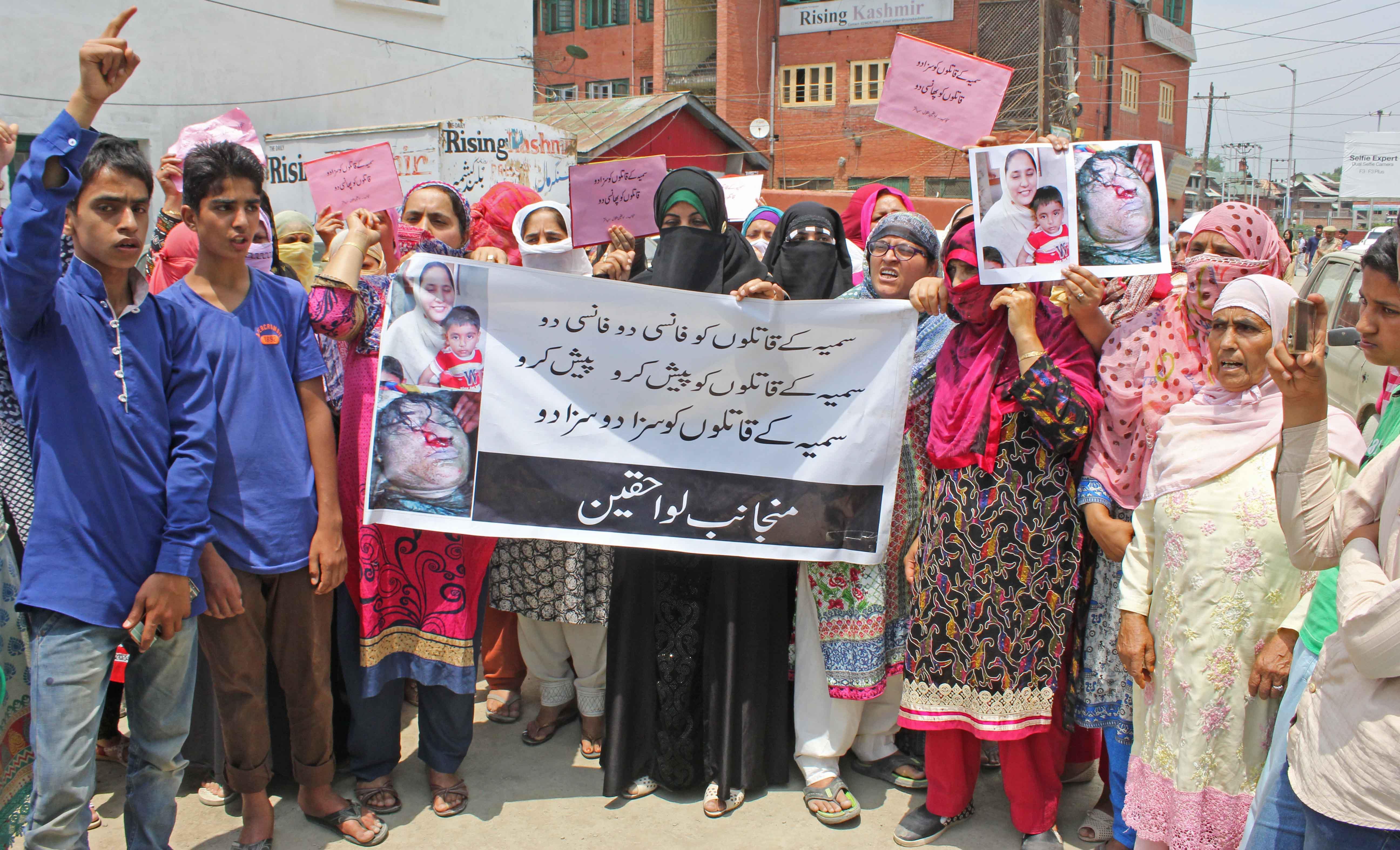 Sumaiya’s family protest in Srinagar