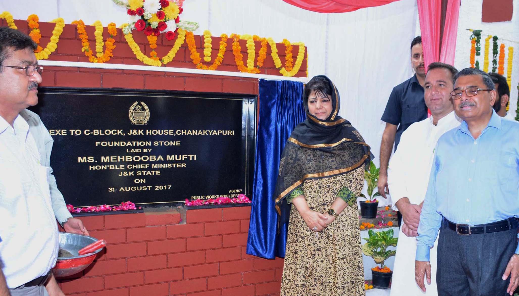 Mehbooba lays foundation of addl accommodation at JK House, New Delhi