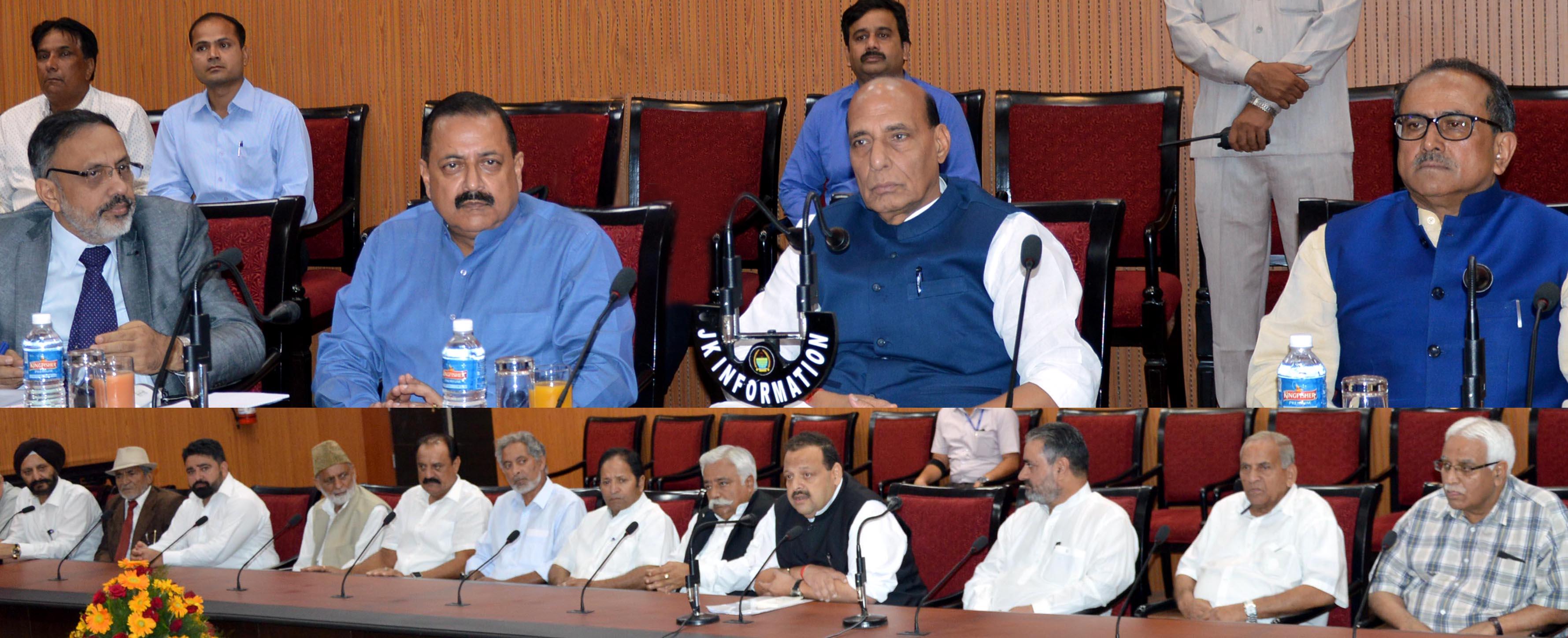 Political, civil society, business delegations call on Rajnath Singh in Jammu