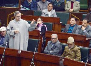 Omar stands up to speak on education sector as Altaf wins praises from treasury, opposition benches