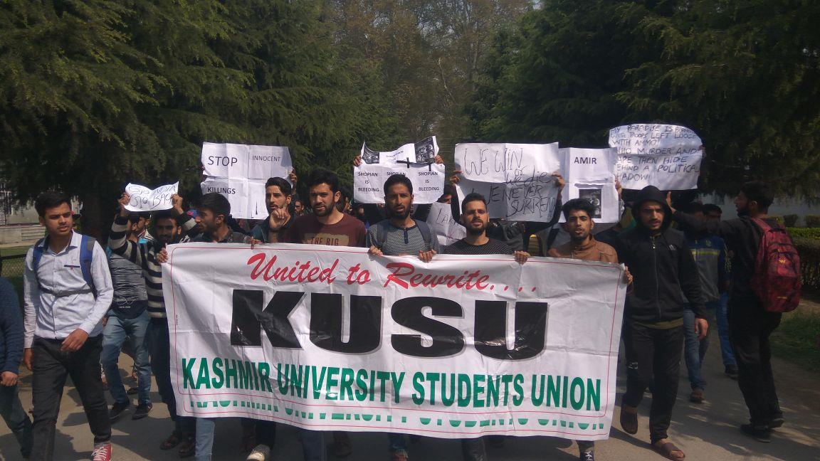 KU students protest against holding J&K Science Congress