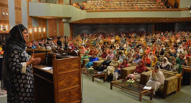 Mehbooba appeals women to play their role in promoting peace, prosperity
