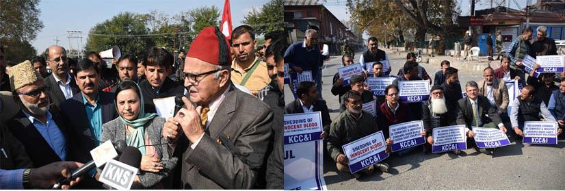 Politicians, traders, lawyers protest in solidarity with Kulgam blast victims