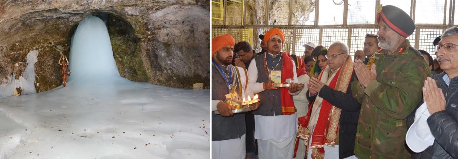Governor pays obeisance at the Holy Cave; prays for sustained peace, harmony in J&K