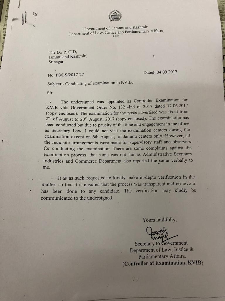 KVIB list: Then law secretary’s letter to CID laid foundation for cancellation by Governor