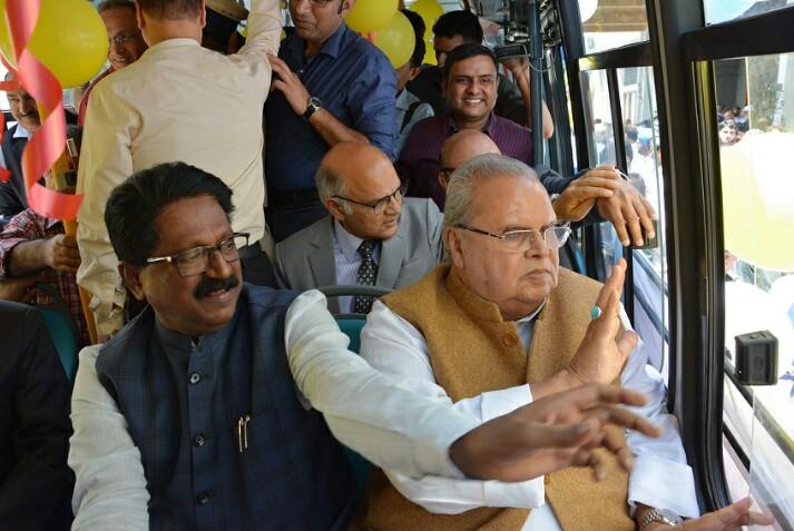 Governor, Union Minister flags off Electric Buses in Srinagar