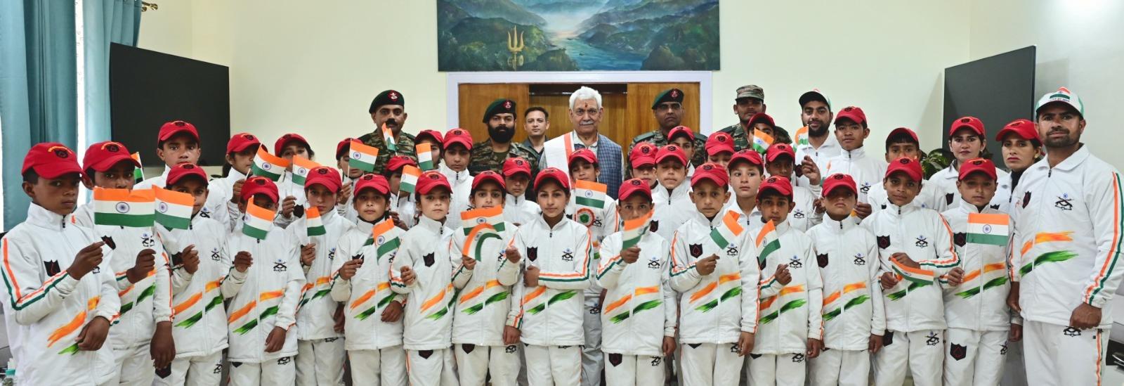 LG Sinha interacts with border students on Army’s J&K Integration Tour