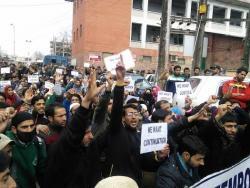Contractual Asst professors demand job policy