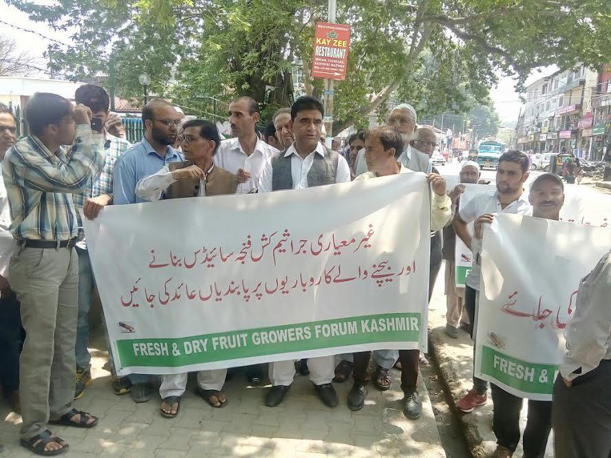Fresh, Dry fruit growers protest against Govt