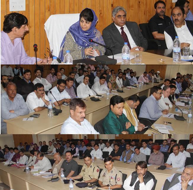 Mehbooba interacts with Civil Society members at Budgam
