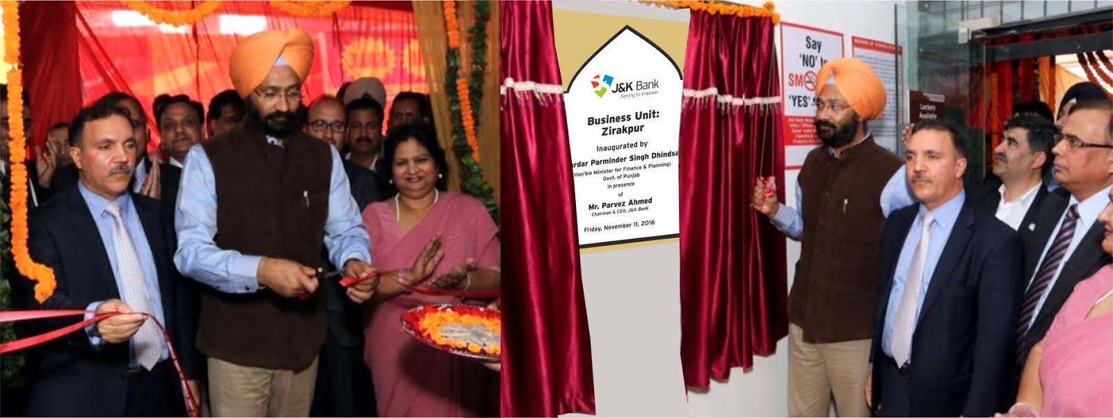 Punjab Finance Minister inaugurates J&K Bank branch & ATM in Zirakpur, Punjab