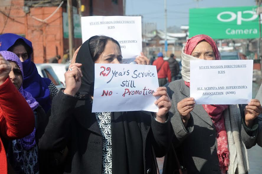ICDS employees stage demo