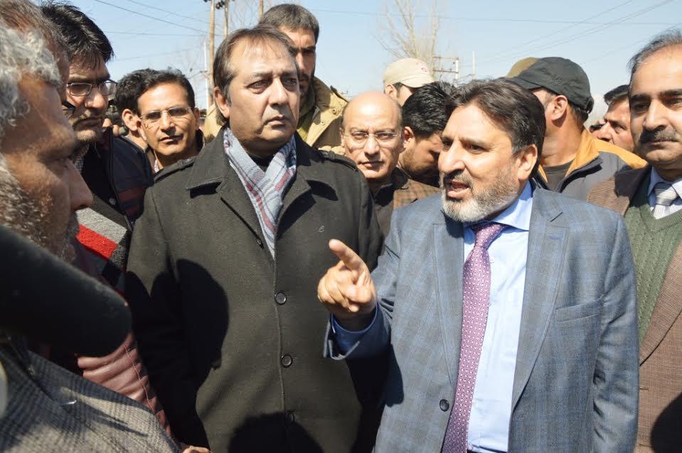 Altaf Bukhari inspects development works in Amira Kadal constituency