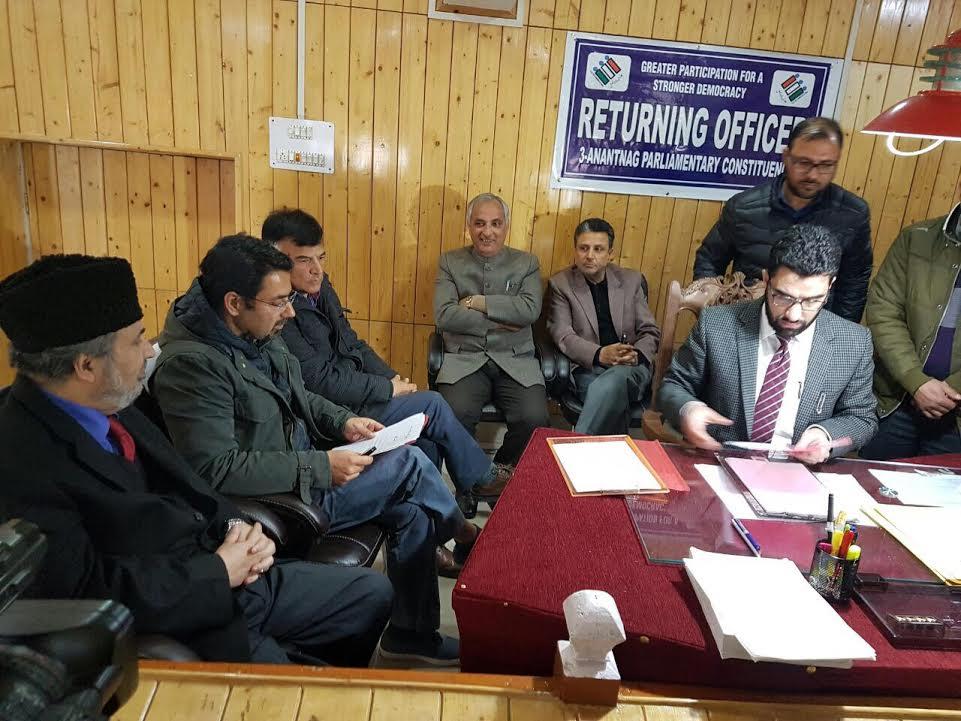 Tassaduq Mufti files nomination papers for Anantnag-Pulwama Lok Sabha Constituency