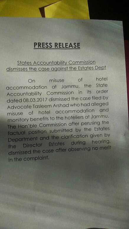 SAC dismisses case against Estates Department