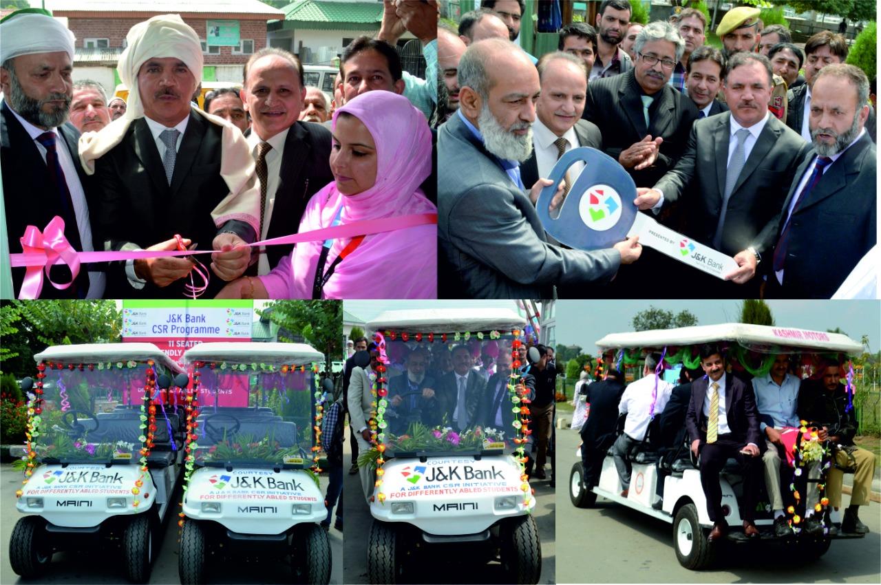 J&K Bank donates electric cars for specially-abled to Kashmir University