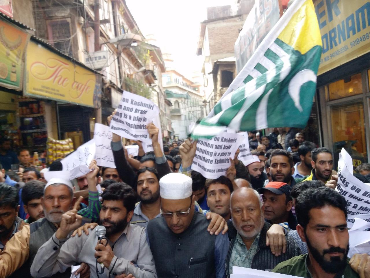JKLF protests against braid chopping incidents in Kashmir