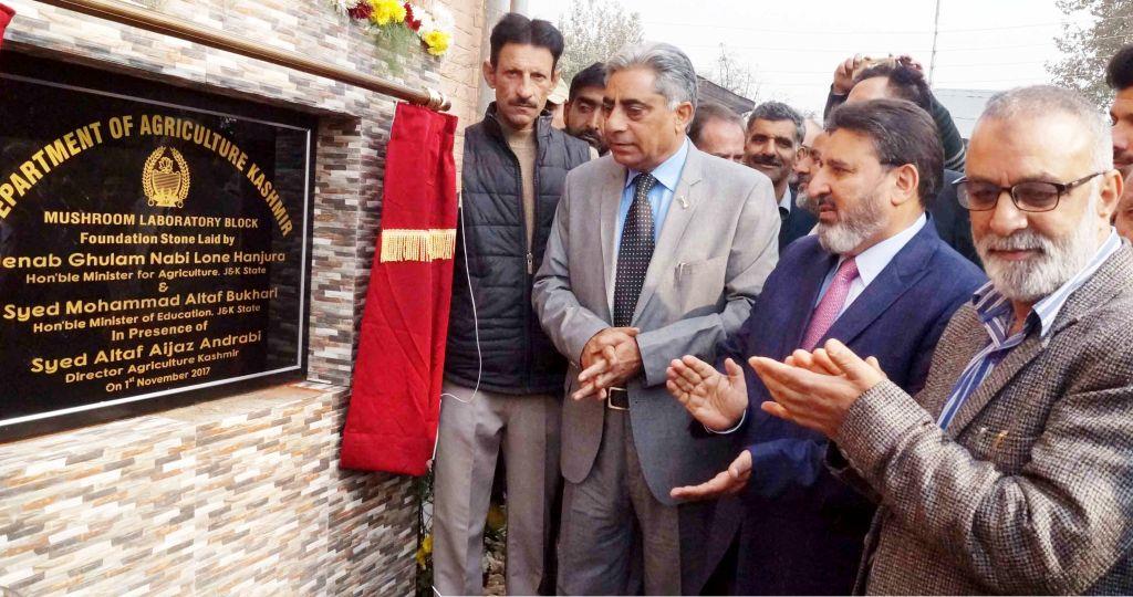 Hanjura, Bukhari laid foundation stone of Mushroom Lab at Lal Mandi