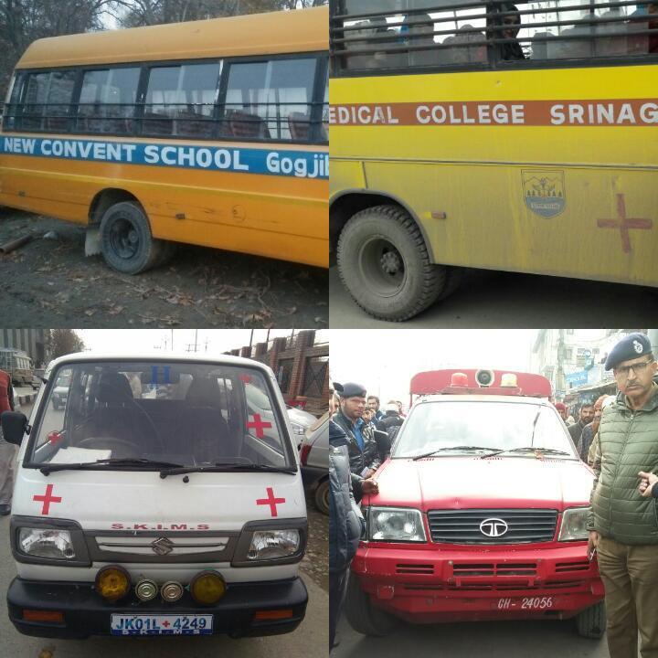 Two school buses, four hospital vehicles seized