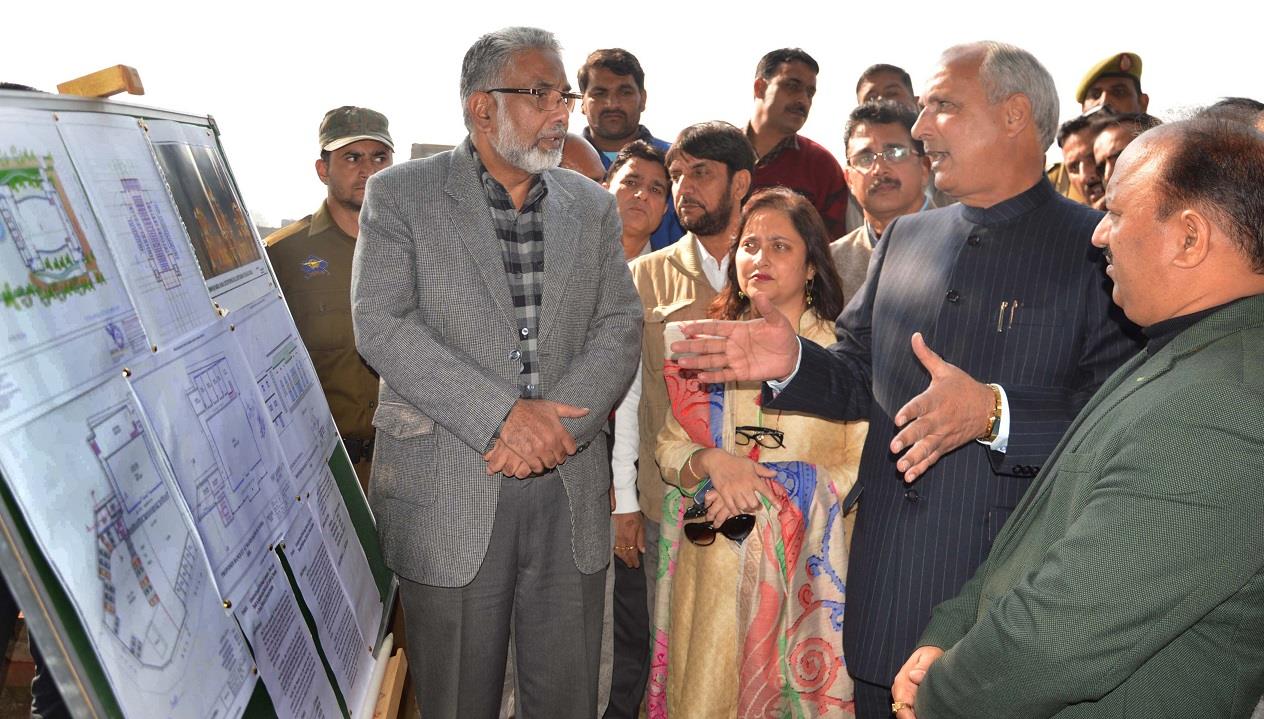 Veeri inspects construction sites for Community Hall in Samba