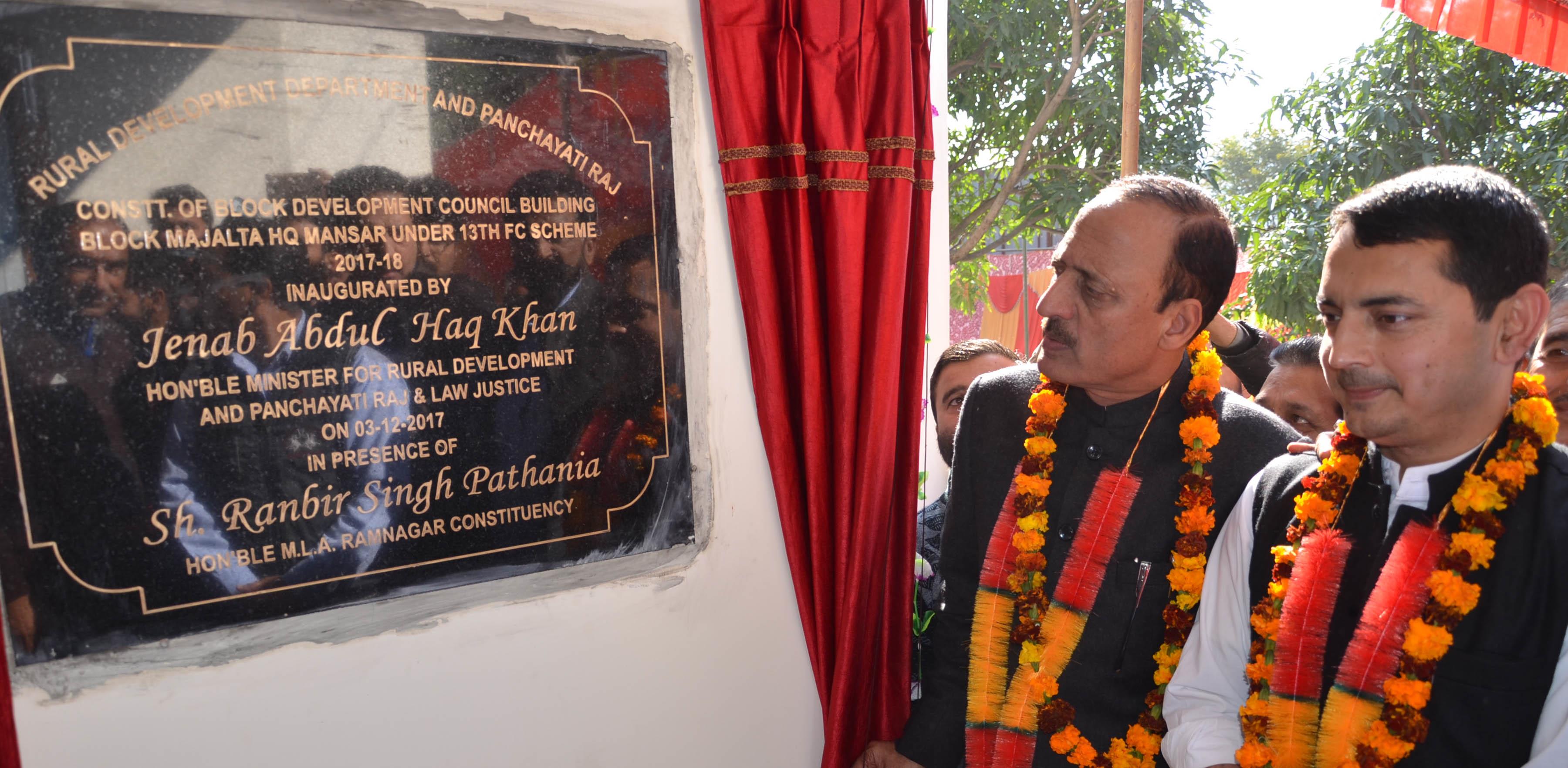 Abdul Haq inaugurates Block Development Council Complex at Mansar