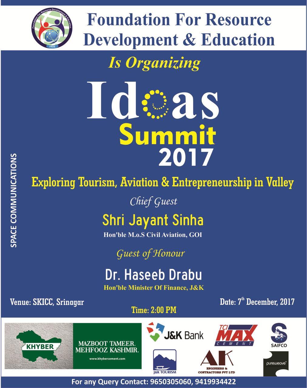 Ideas summit 2017 to begin in Srinagar tomorrow