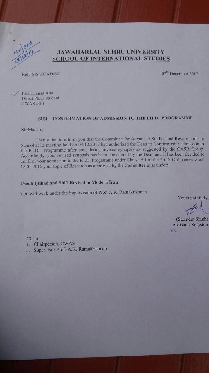 Aga Hassan’s daughter selected for Ph.D programme at JNUSIS