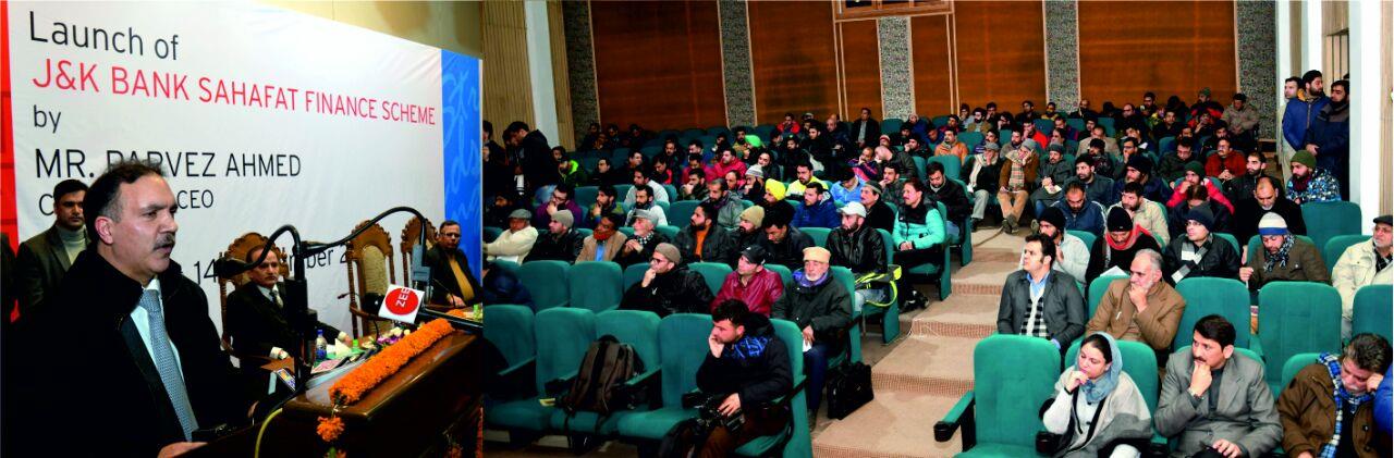 Parvez Ahmed launches ‘J&K Bank Sahafat Finance Scheme’