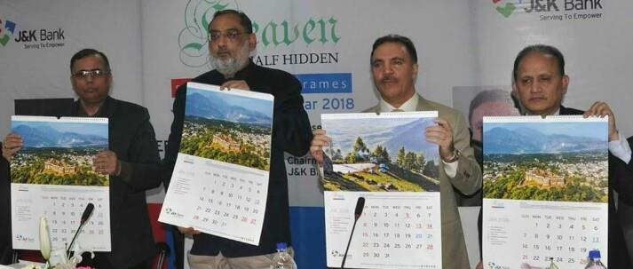 Dr Drabu unveils J&K Bank Wall Calendar 2018