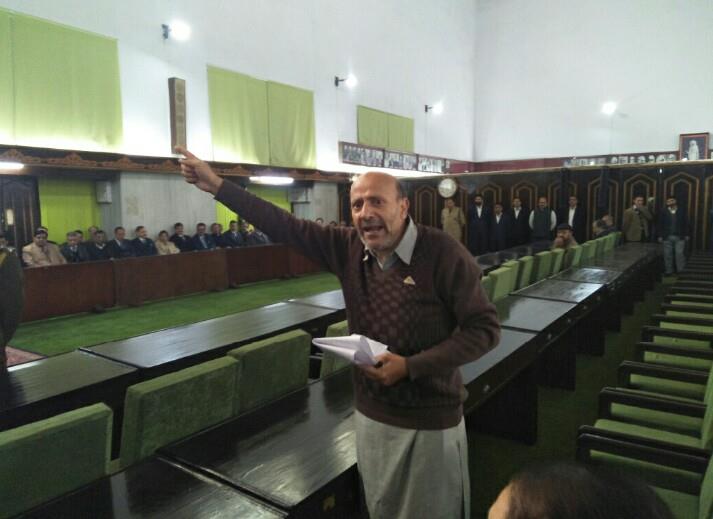 Rashid stages demo outside assembly