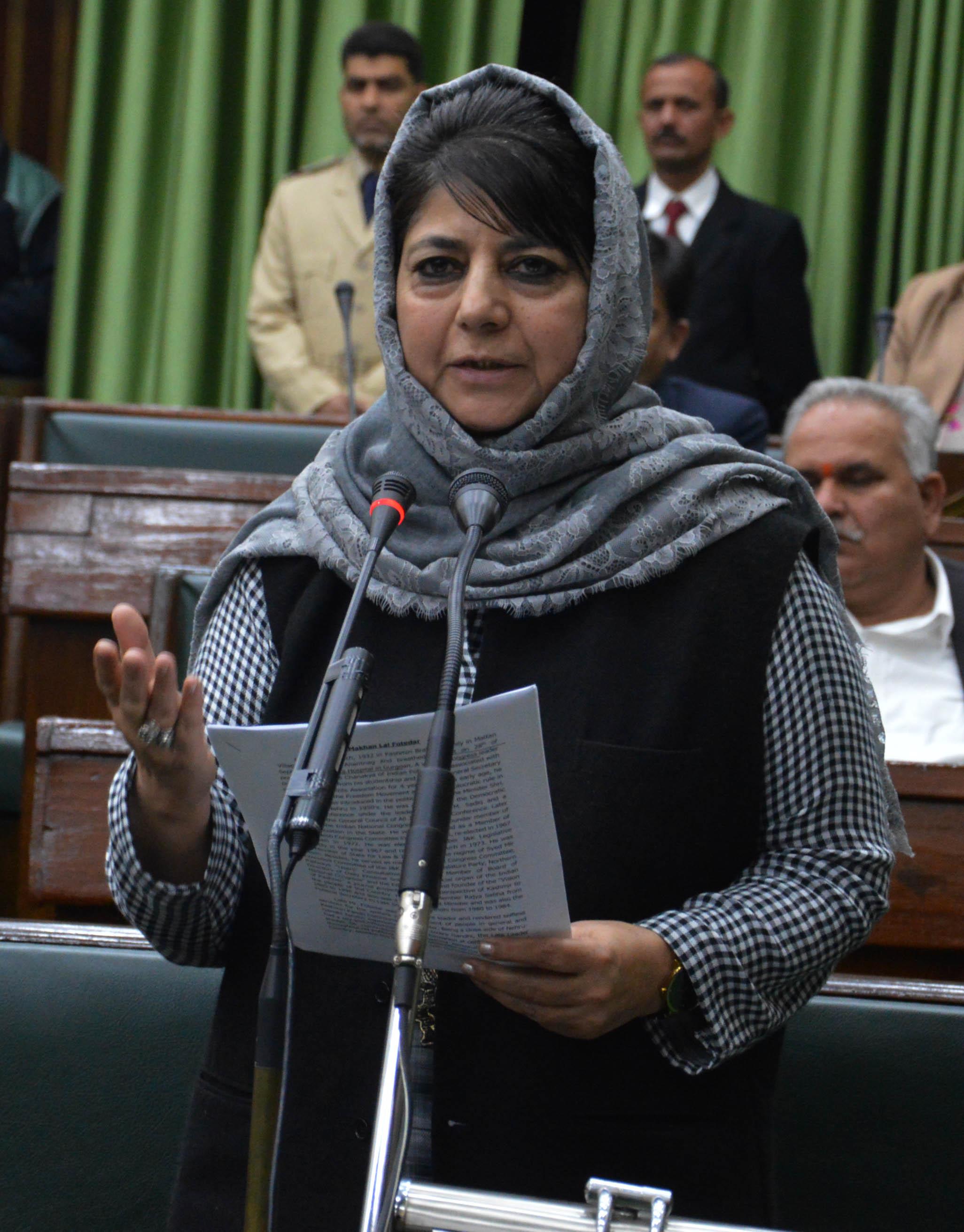 On the first day, Mehbooba pays glowing tributes to former lawmakers