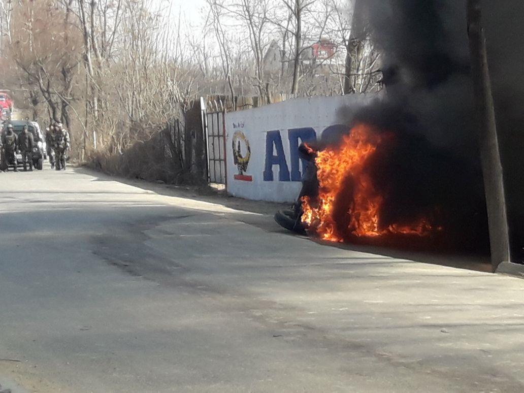 BSF vehicle caught fire after it turns turtle in Bla