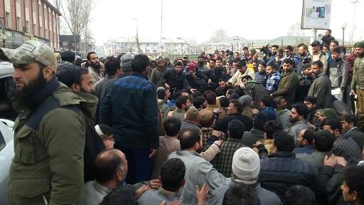 AIP workers protest against alleged manhandling of Er Rasheed in assembly