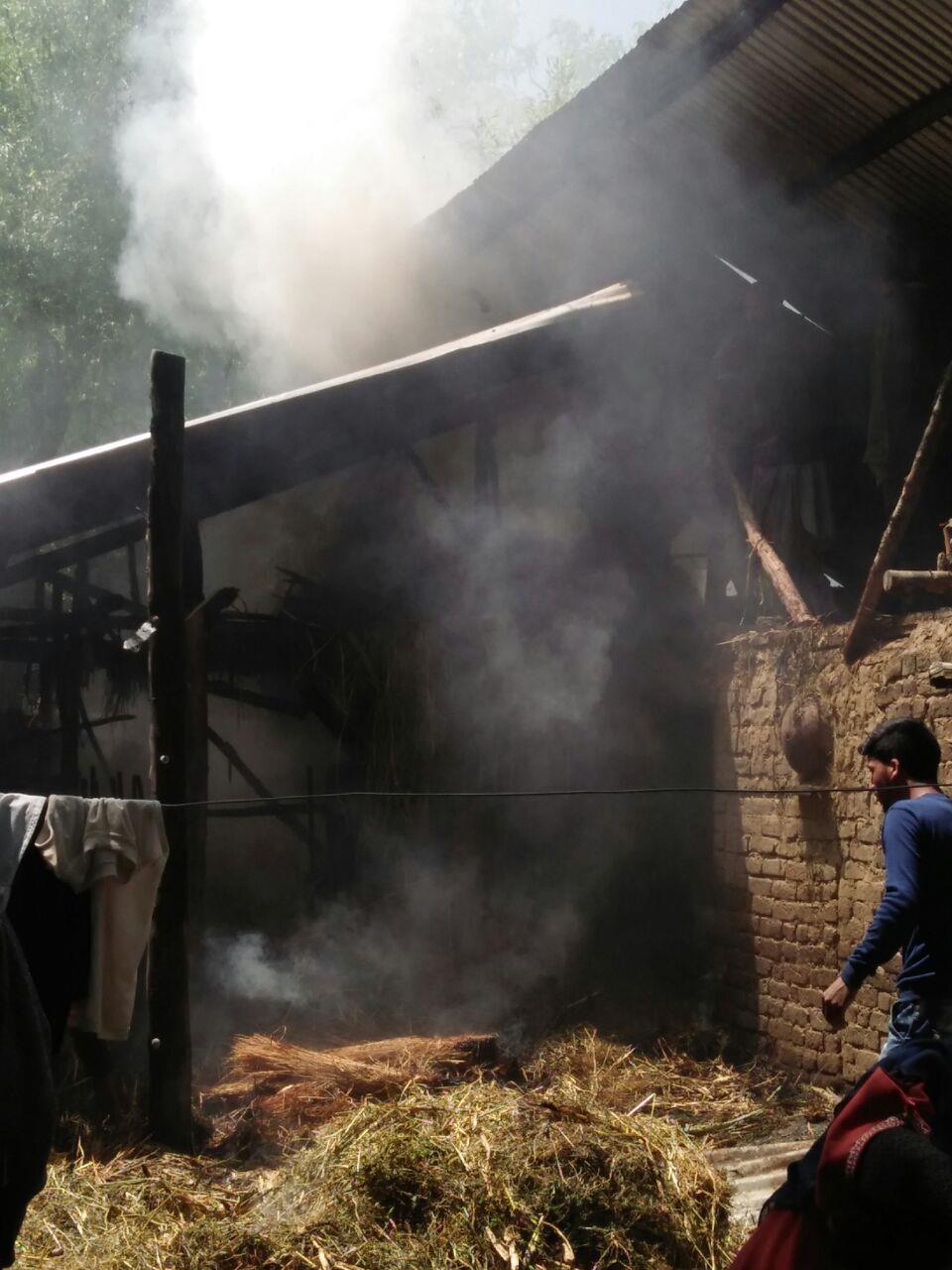 Cowshed gutted in fire at Shanoo in Langate