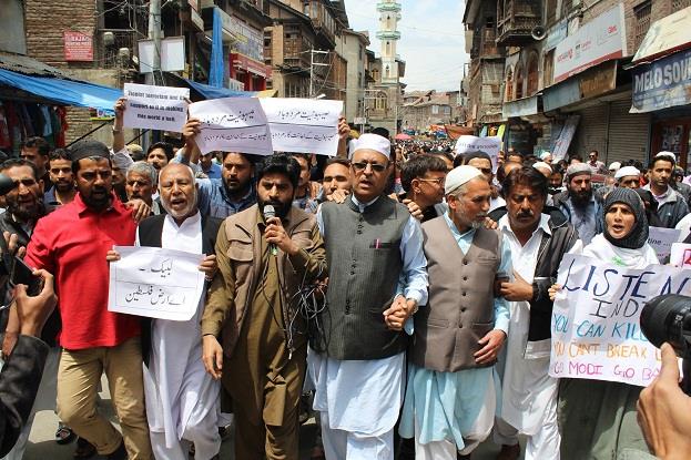 On JRL call, JKLF protests in solidarity with Palestinians