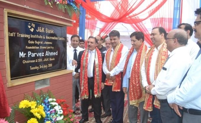 Parvez Ahmed lays foundation stone of J&K Bank's Staff Training Institute, Recreation Centre