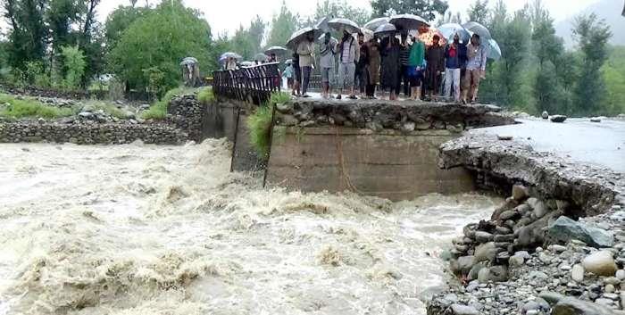 Residential house, crops damaged due to cloud burst in Tral