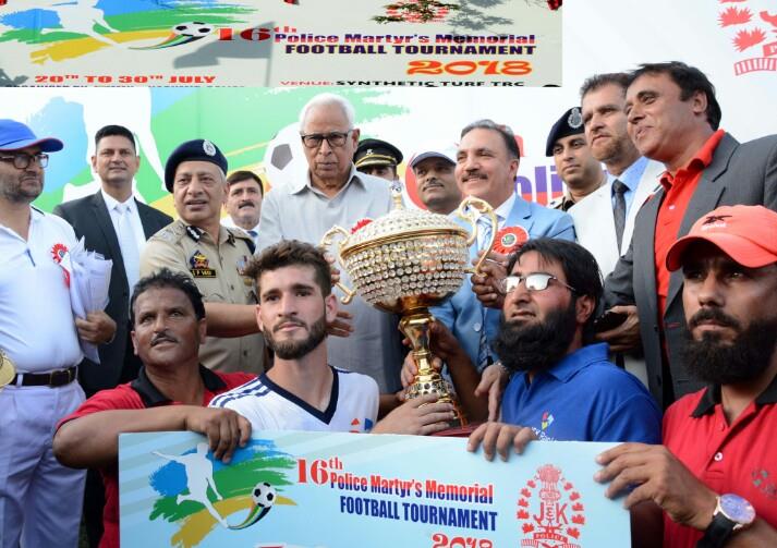 J&K Bank wins 16thJ&K Police Martyr’s Memorial Football Tournament 2018 – Trophy
