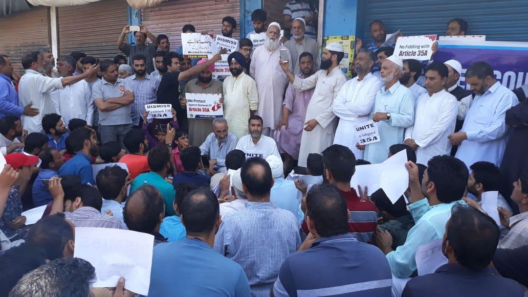 Civil Society, Citizens Council Tral protests ahead of Article 35-A hearing tomorrow