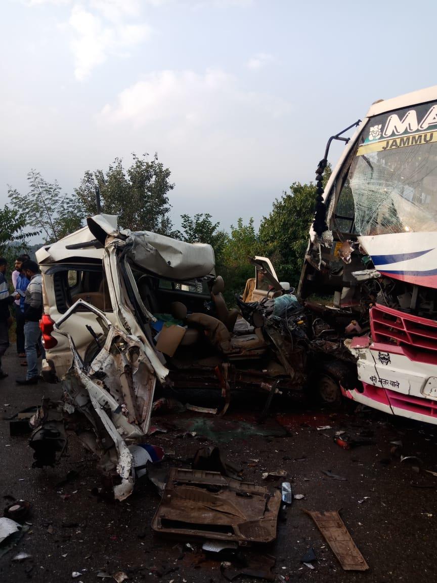 Bus, car collision in Katra, one dead