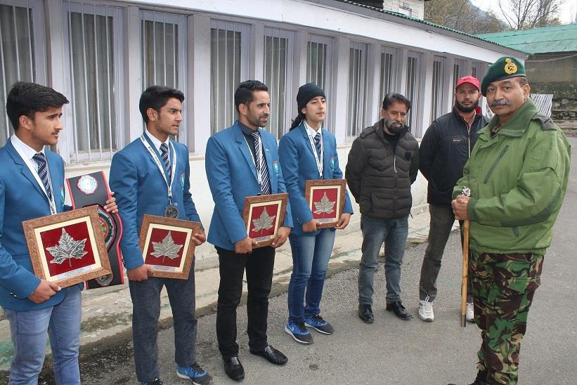Lt Gen AK Bhatt felicitates medalists of World Kickboxing Championship