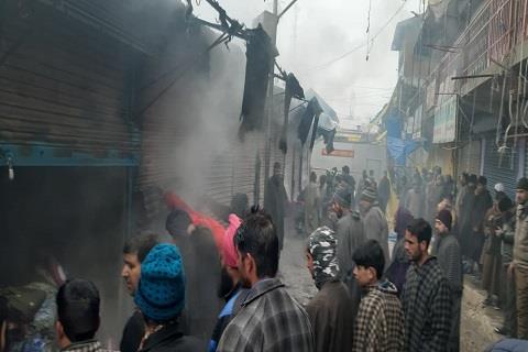11 shops turned into ashes in mysterious blaze at Handwara