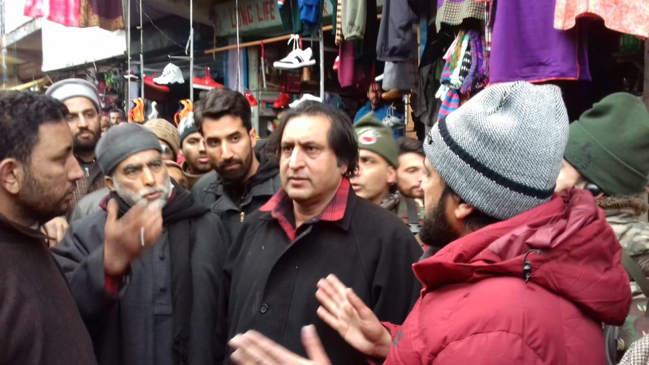 Sajad Lone visits Handwara fire victims, assures help from Govt