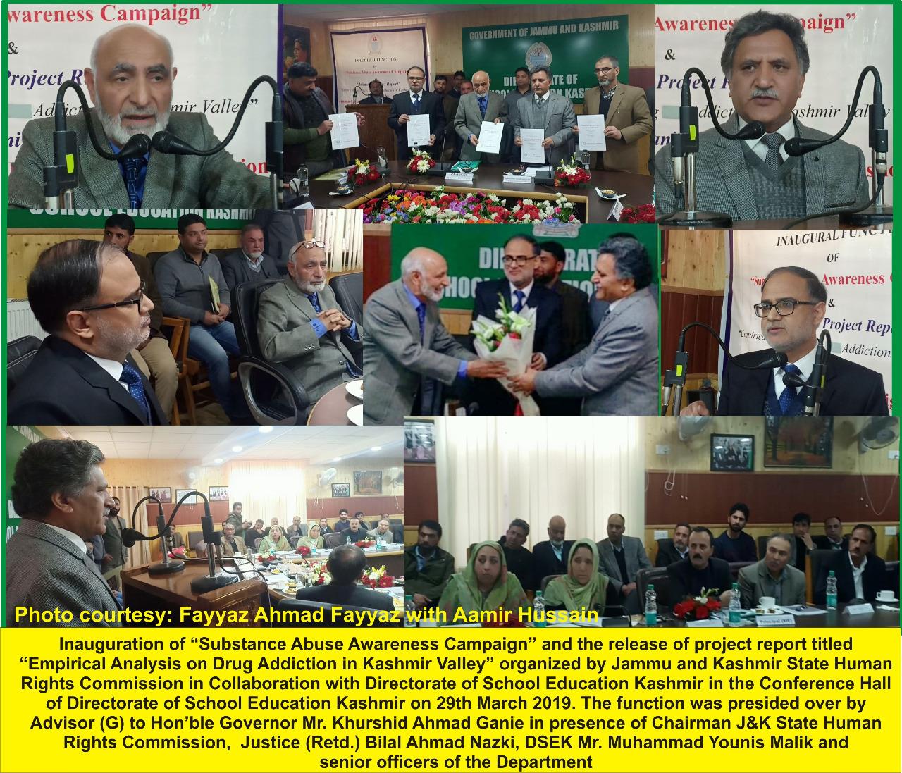 Combating drug-menace shared concern of Govt, society: Advisor Ganai