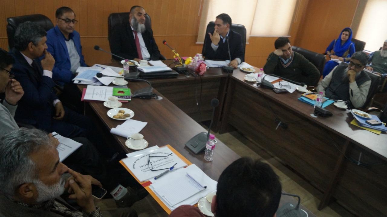 Dir Horticulture Kashmir gives power point presentation during review meeting chaired by Secy Horticulture
