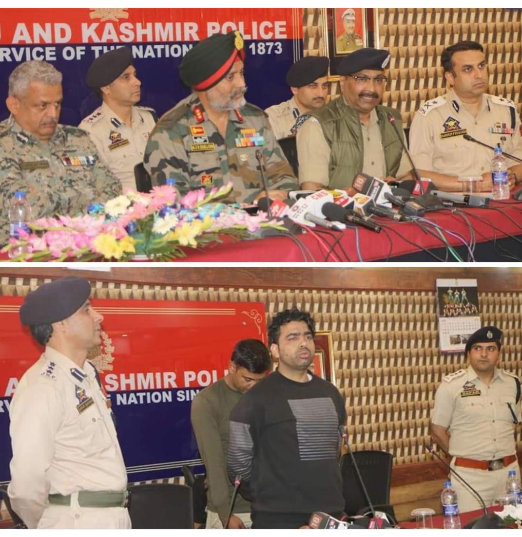 DGP, GOC 15 cops produce Pak resident militant before media in Srinagar