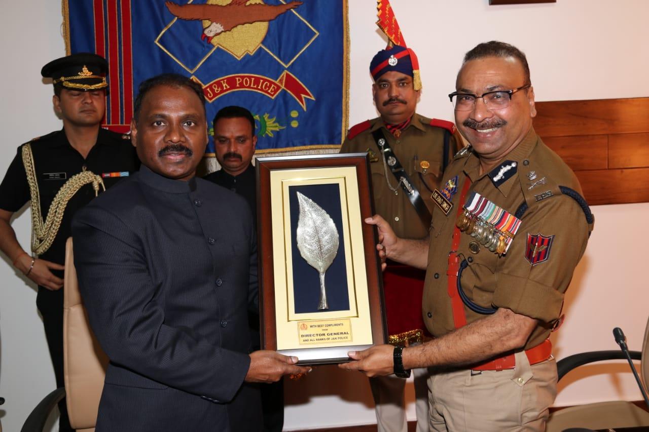 LG visits PHQ, Compliments JK Police for its contribution in handling situation professionally