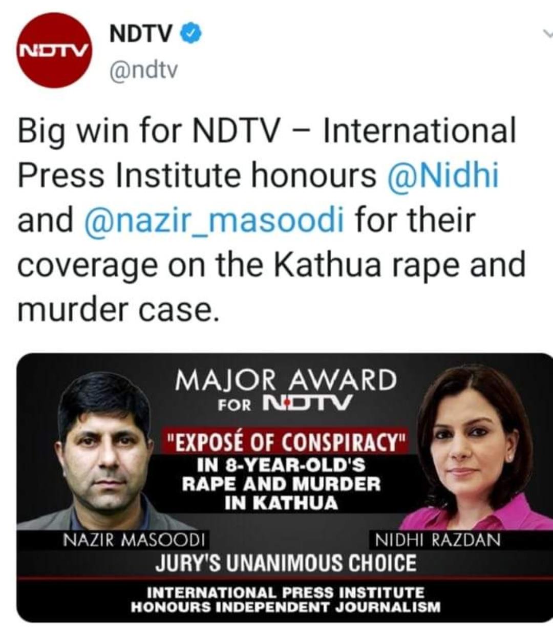 Nazir Masoodi bags IPI award for excellence in journalism for 'Kathua case expose'